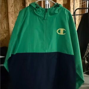 Champion Green and Navy Windbreaker.